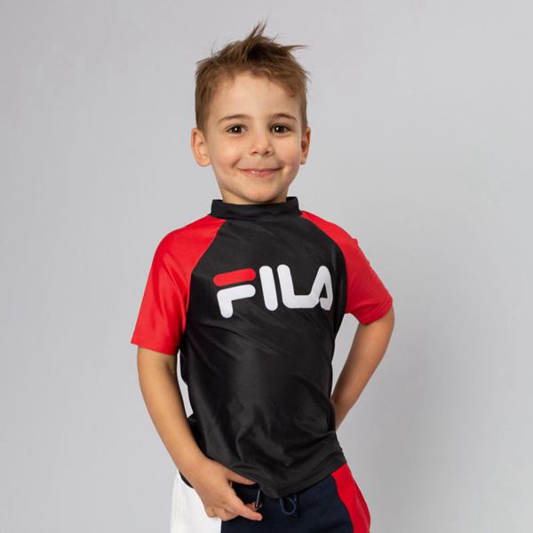 Camisetas Manga Corta Fila Niños Negras - Clifton Rash Swim - España 350812UES